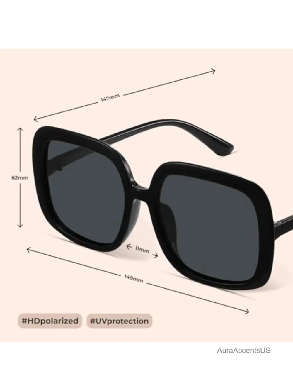 Oversized Polarized Retro Aviator Sunglasses UV400 Women
